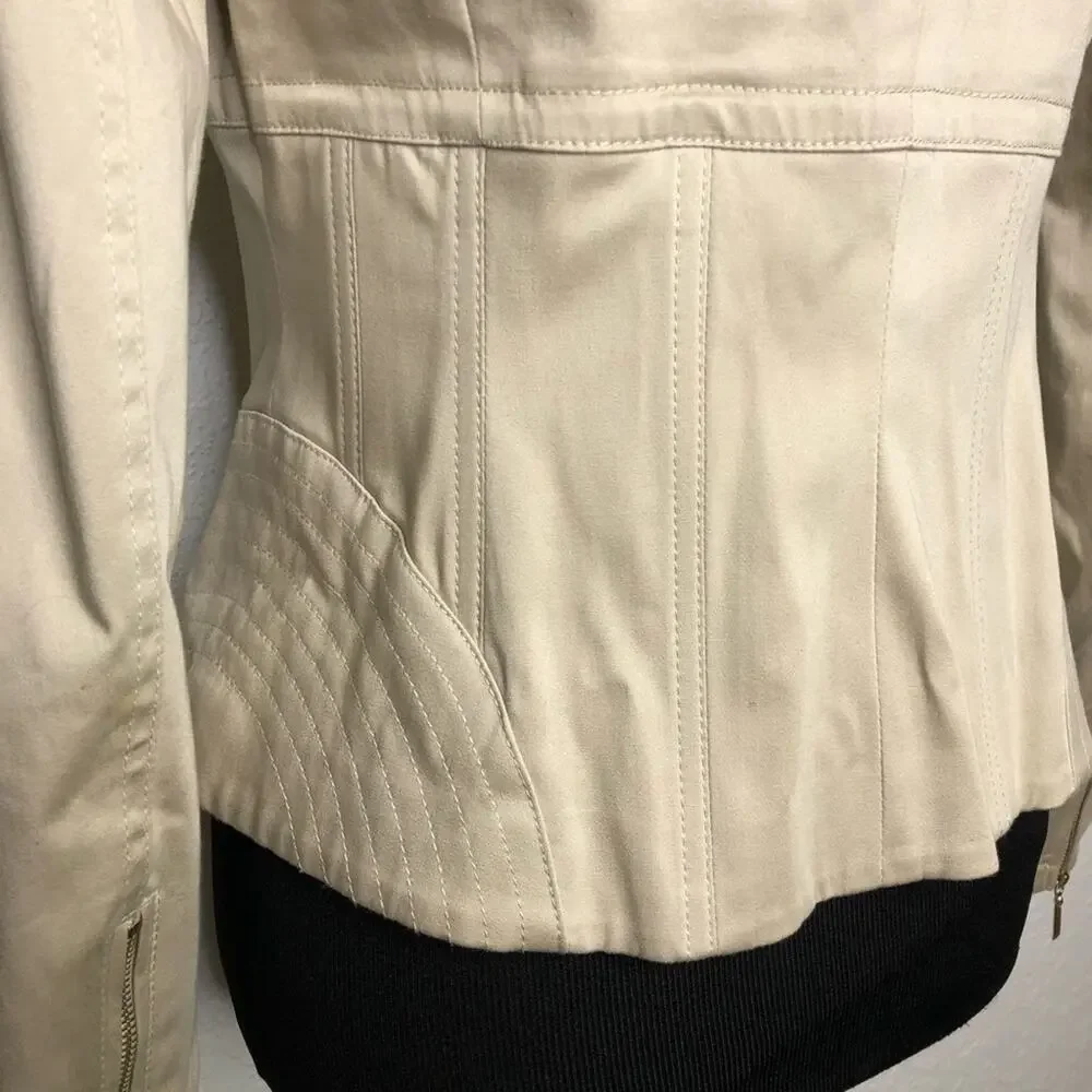 WHBM cream tan zip front blazer jacket size 2